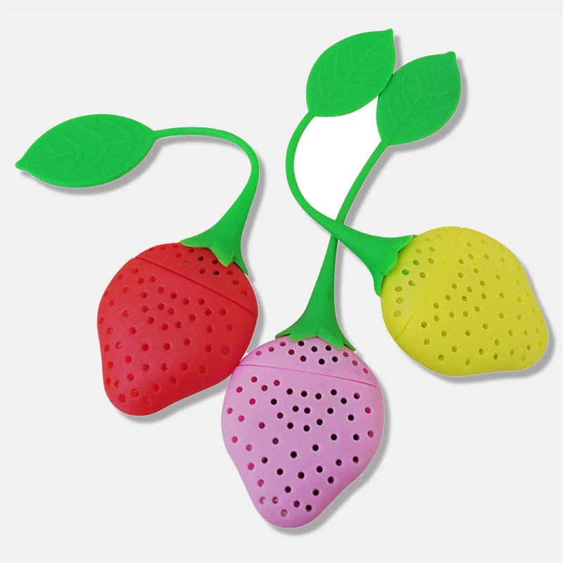 1 Pc Herbal Spice Filter Kitchen Tools Strawberry Tea Accessories Infuser Ball Leaf Strainer Strawberry Bag for Brewing Device