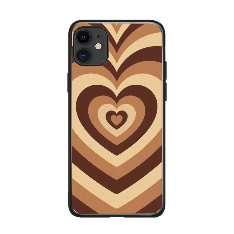 Soft Silicone Phone Case Cover For iPhone 13 6 6S 7 8 Plus 5 5S SE X XS XR 11 12 MINI PRO MAX SE2020 Latte Love Coffee Heart