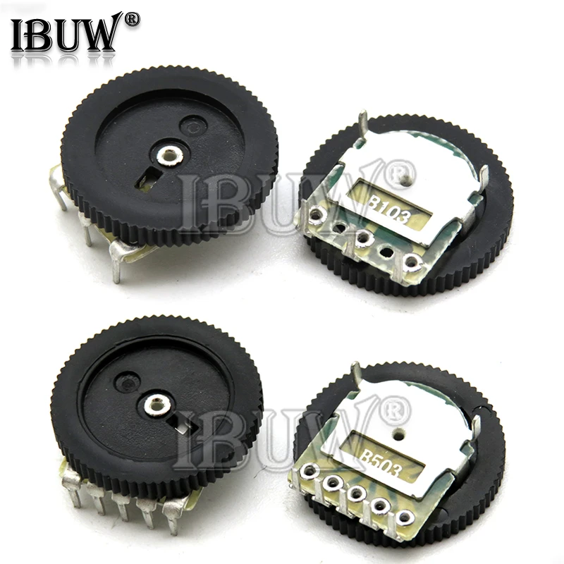 10pcs Double Gear tuning potentiometer B102 B103 B203 B503 B1K B10K B20K B50K 3Pin 5Pin 16*2mm Dial Potentiometer
