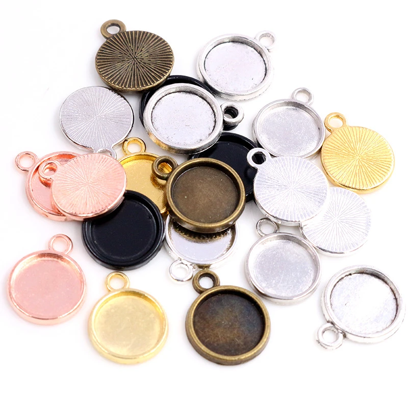 8mm 10mm 12mm Inner Size Classic 7 Colors One Sided Single Hanging Simple Style Cabochon Base Setting Charms Pendant