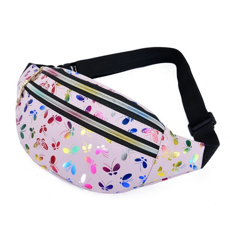 2021 Printed Waist Bag Women Fanny Pack Colorful Girls Bum Bag Travel Kids Cartoon Belt`s Bag Festival Mobile Phone Pouch Purse