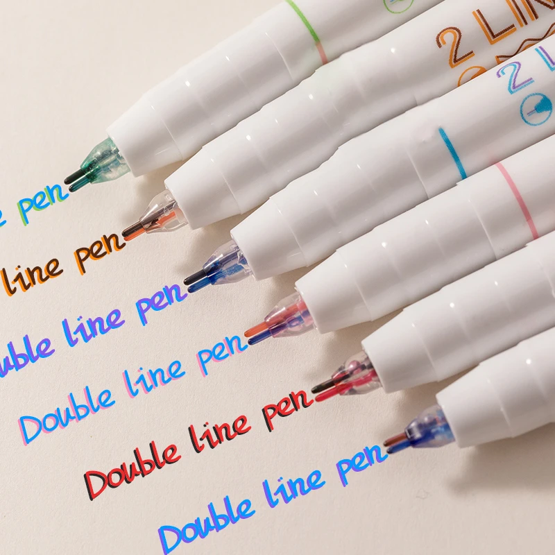 Three-dimensional double line pen color two-color drawing marker pen student accounting pen outline pen 3/6pcs office stationery