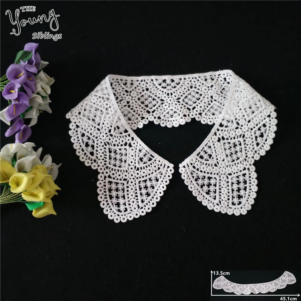 Hot sell Fashion style White Hollow out Lace Neckline Fabric Embroidery Applique Venise Lace Collar Sewing DIY Dress Accessories