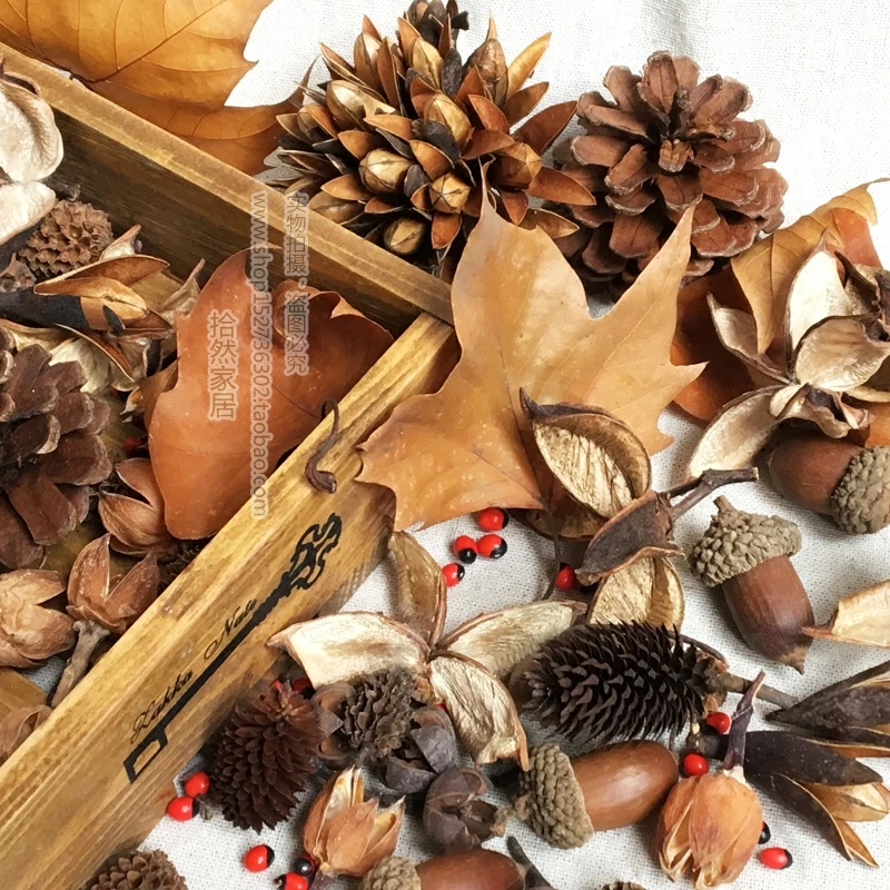 Christmas Home Decor Garland Ingredients Fruit Natural Dried Flowers Dried Fruits Retro Texture Pinecone Acorn