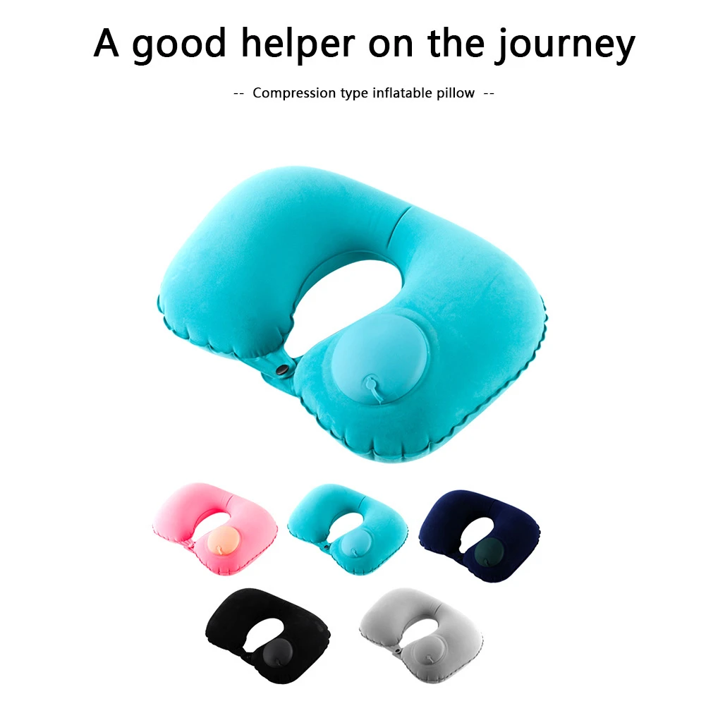 U-Shape Inflatable Travel Pillow Neck Pillow Car Head Rest Air Pillows Cushion for Travel Office Nap Head Rest Air Neck Cushion