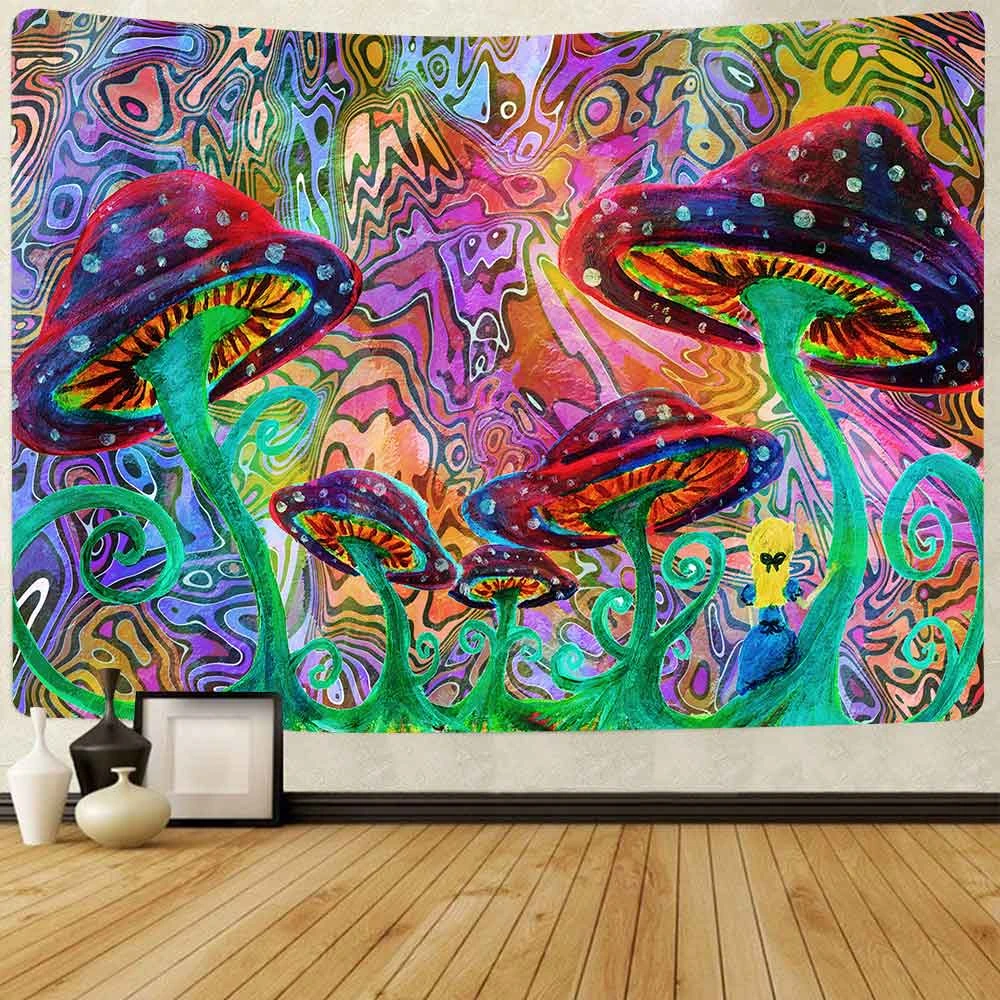 Simsant Psychedelic Shrooms Tapestry Colorful Abstract Trippy Tapestry Wall Hanging Tapestries for Home Dorm Fantasy Decor