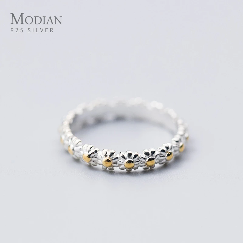 Modian Stackable Tiny Sun Flower Sterling Silver 925 Ring for Women Gift Cute Plant Finger Ring Original Fine Jewelry 2020 New