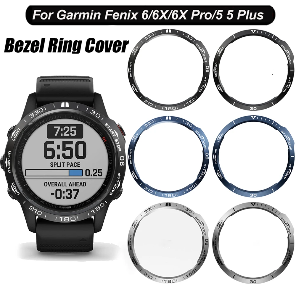 steel For Garmin Fenix 6 Pro 6X Sapphire/Fenix 5 Plus Bezel Rings Adhesive Anti Scratch Metal Cover Protective Watch Accessories