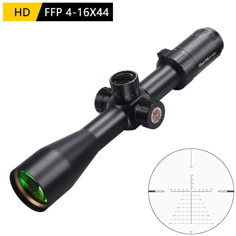 WESTHUNTER HD 4-16X44 FFP Hunting Scope First Focal Plane Riflescopes Tactical Glass Etched Reticle Optical Sights Fits .308
