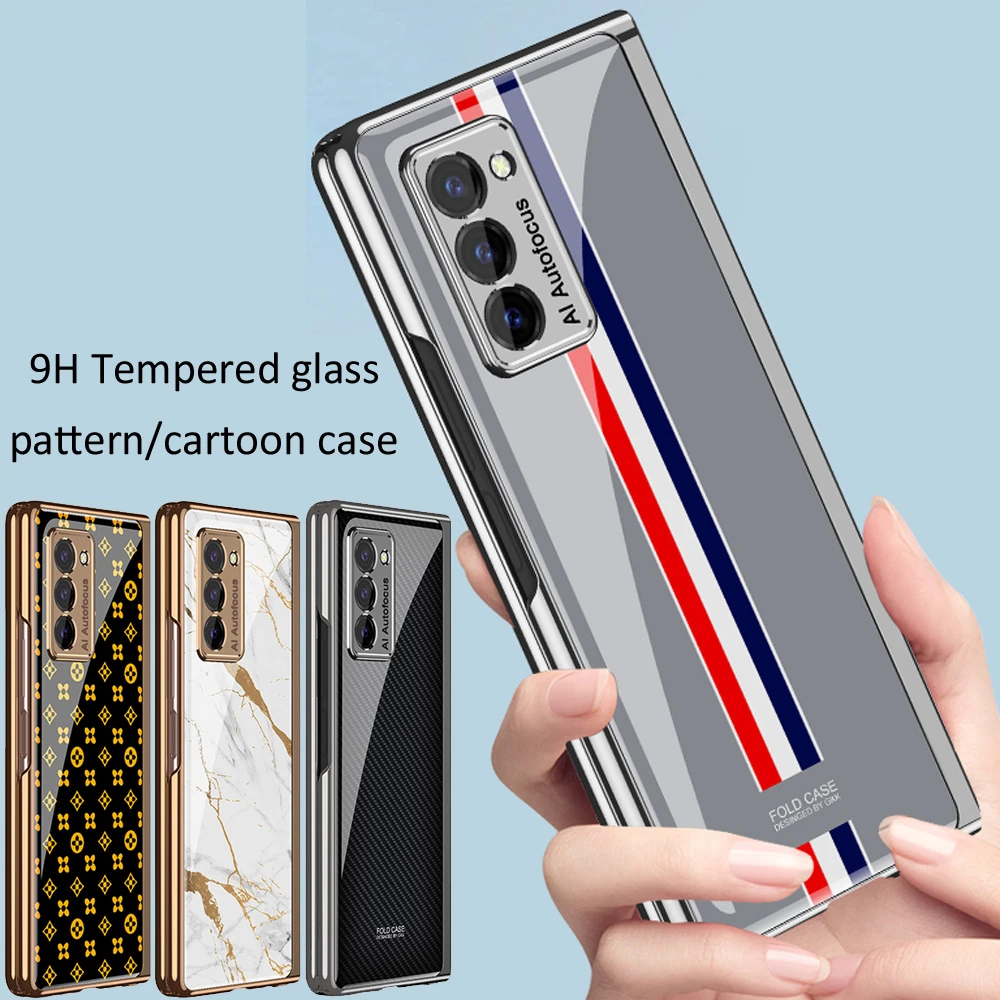 GKK Fold Case For Samsung Galaxy Z Fold2 Fold 2 5G Cartoon pattern Foldable Matte Clear Cover