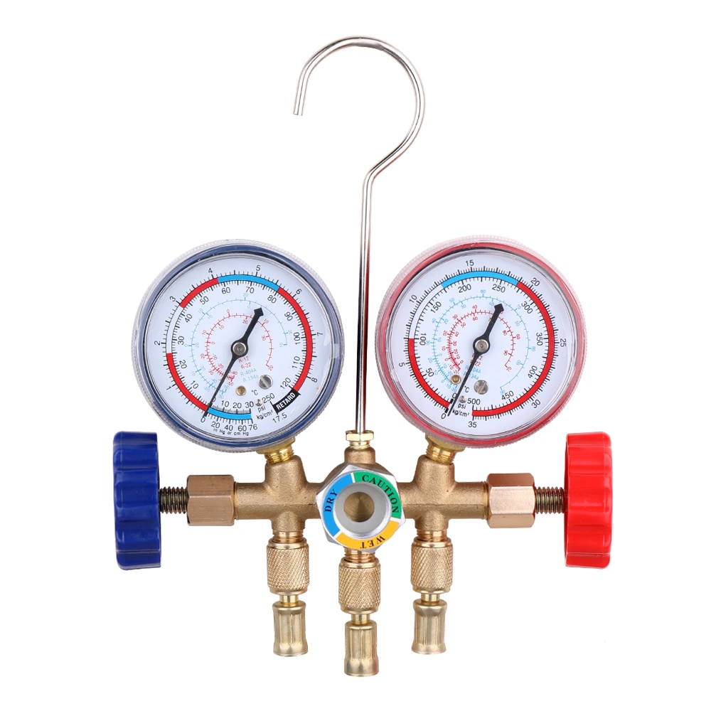 CT-536 Refrigerant Manifold Gauge Set Air Conditioning Tools with Hose and Hook for R12 R22 R404A R134A