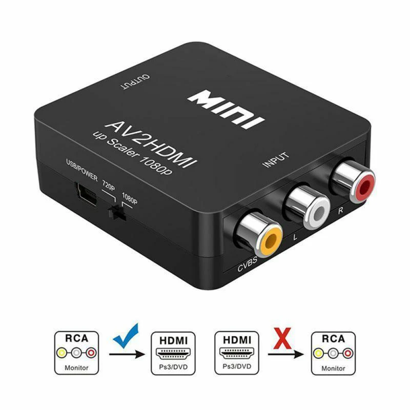 Converter High Quality HD 1080P RCA AV to HDMI-compatible Adapter For TV PS3 PS4 PC DVD Xbox Projector Converter