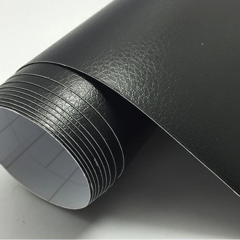 Premium Black Leather Pattern PVC Adhesive Vinyl Film Stickers For Auto Car Body Internal Decoration Vinyl Wrap Car leather film