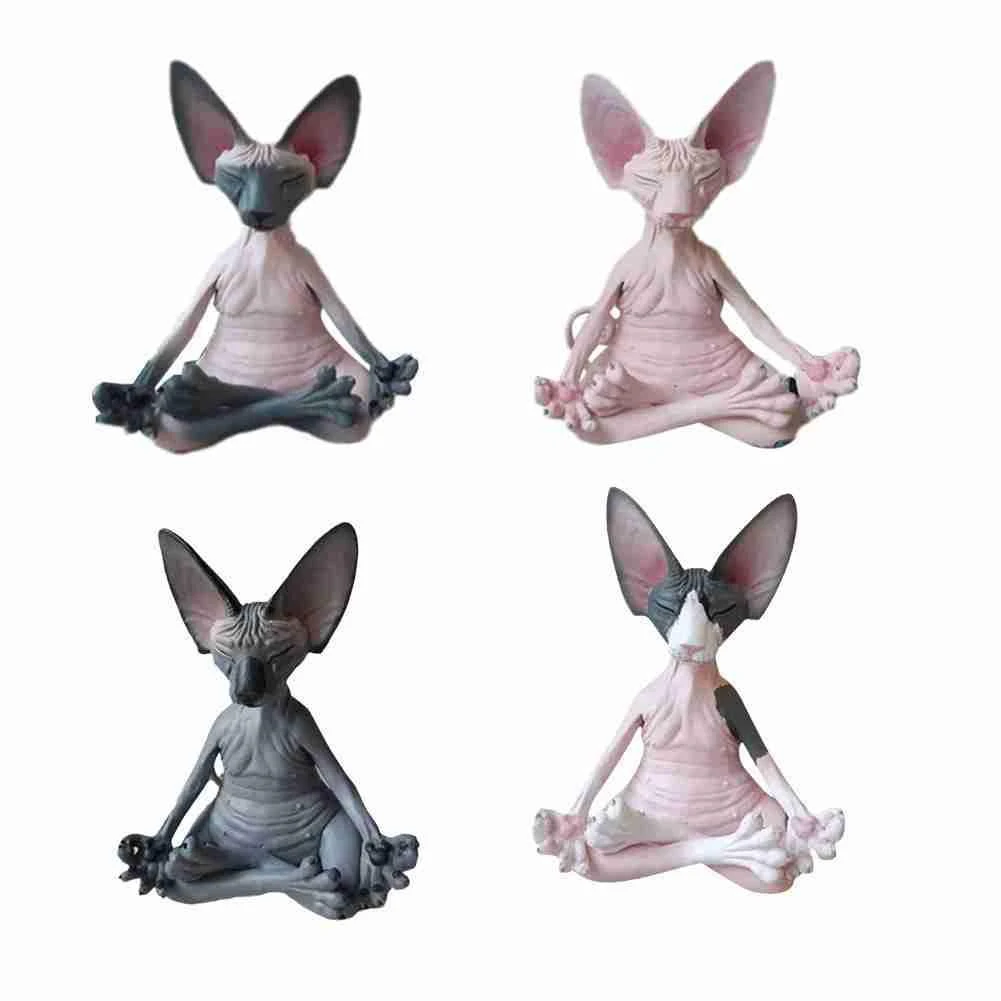 Sphinx Cat Figurine Buddha Sphinx Figurine Meditation Garden Art Sculptures Outdoor Garden Statues Figurines Decoration