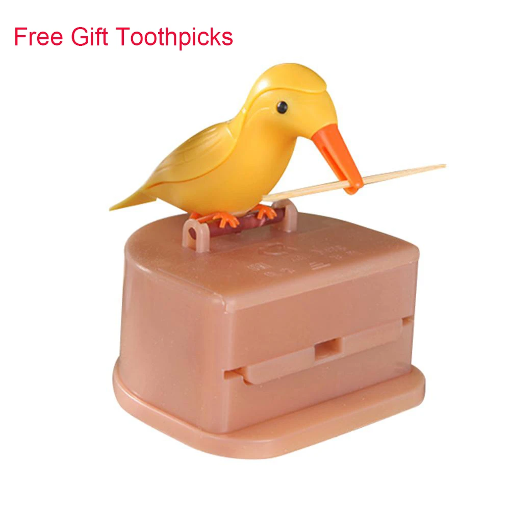 Small Bird Toothpick Container Automatic Toothpick Dispenser Toothpick Holder Storage Box Desk Decoration Kitchen Accessories