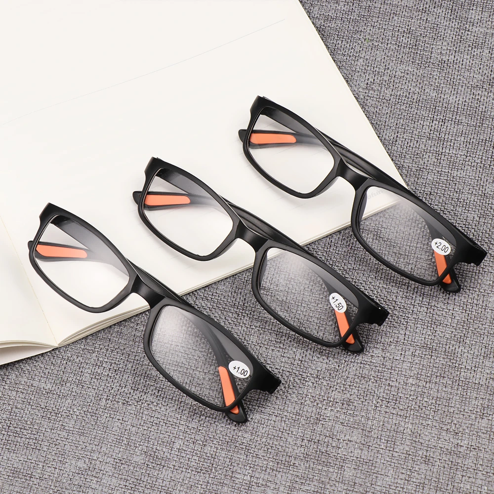 Unisex Ultra-light Reading Glasses Black Resin Eye Wear Flexible Eyeglasses Magnifying +1.00~+4.0 Diopter Elders Glasses