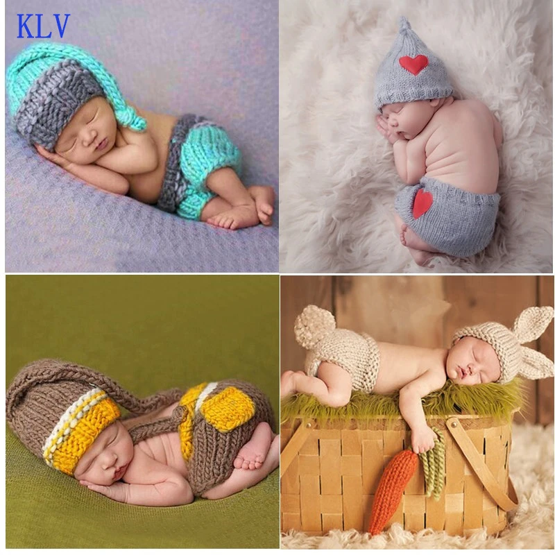 Hot Selling Newborn Baby Boys Girls Cute Crochet Knit Costume Prop Outfits Photo Photography