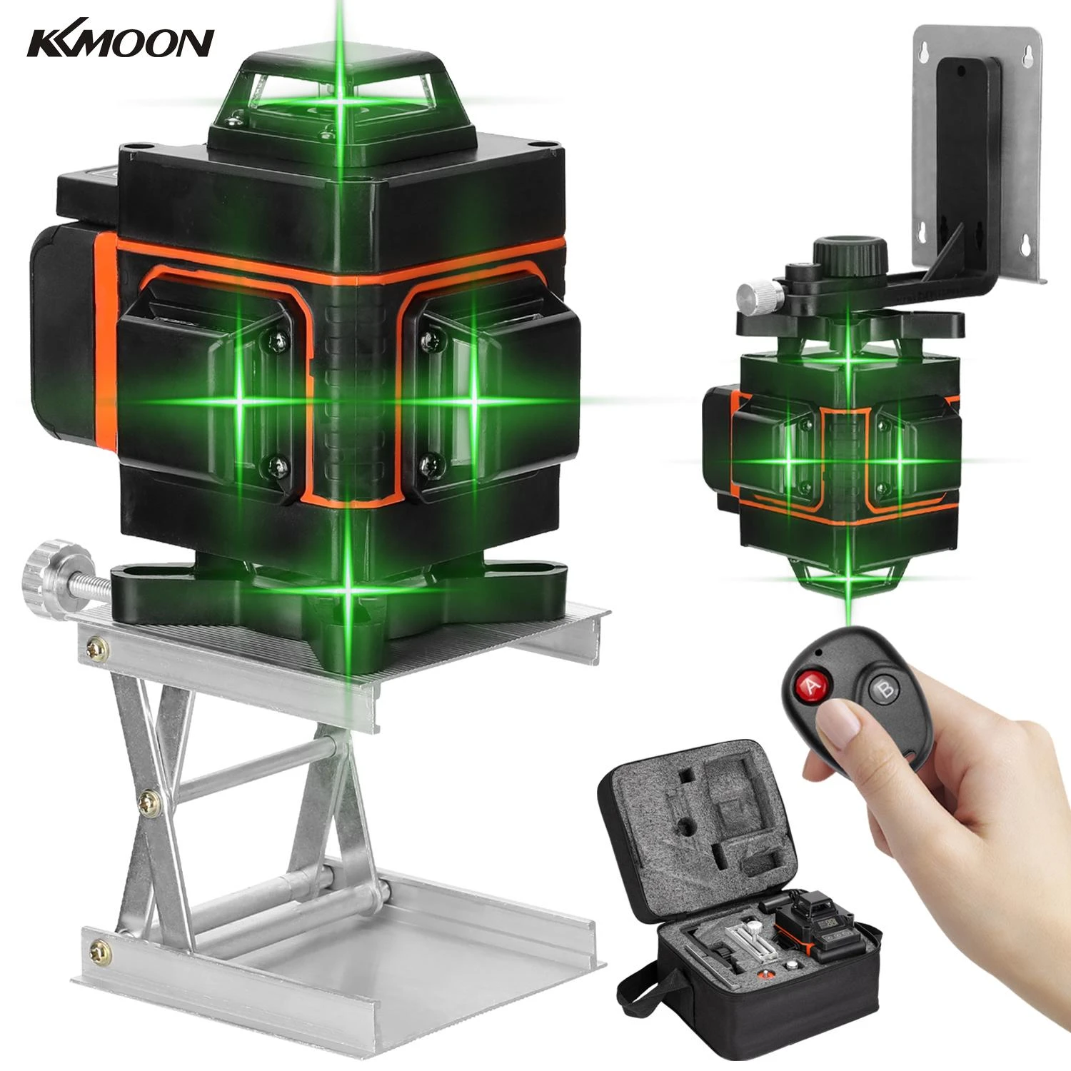 KKMOON Multifunctional 4D 16 Lines Green Laser Level Instrument Portable Vertical Horizontal Line Self-Leveling Laser Level 360