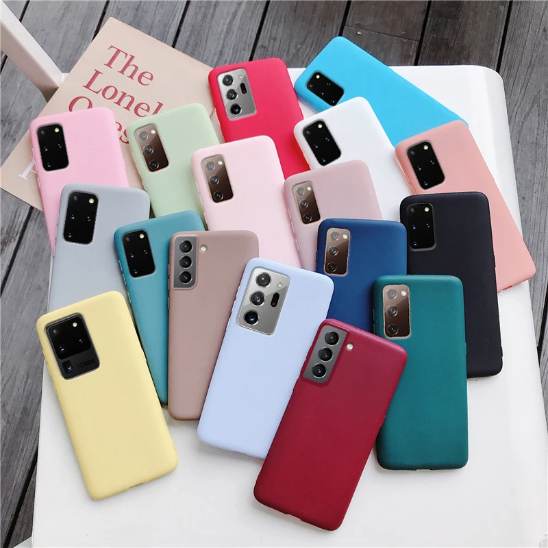 Candy Color Silicone Phone Case For Samsung Galaxy S20 Fe Fan Edition 5g S21 S20 Plus Note 20 Ultra Matte Soft Back Cover Cases