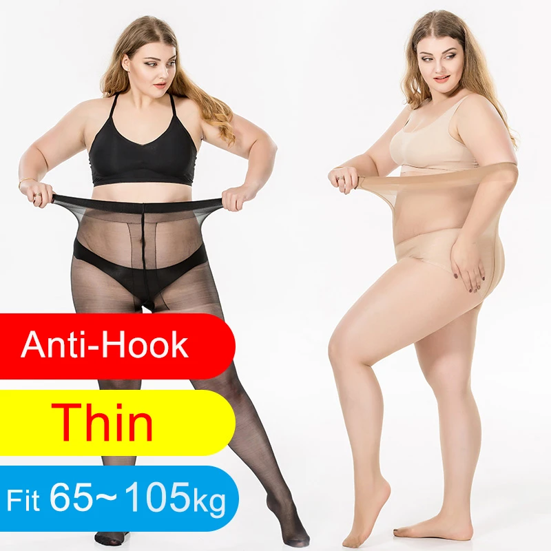 Summer Thin Large Size Tights Anti-hook Tear Resistant Super Elastic Magical T Crotch Seamless Pantyhose Plus Size Nylons Lady