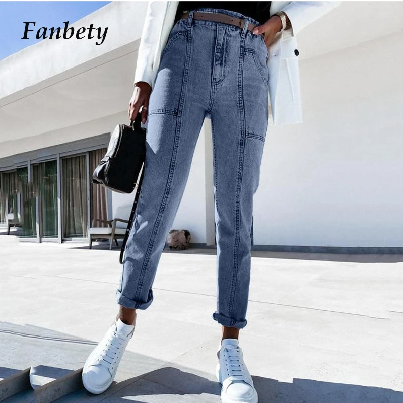 Fashion Vintage Ripped Hole Pencil Long Pants Solid Jeans Women Spring Summer Casual High Waist Slim Denim Trousers Streetwears