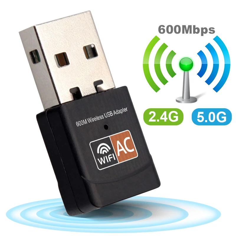 Wireless USB WiFi Adapter 600Mbps wi fi Dongle PC Network Card Dual Band wifi 5 Ghz Adapter Lan USB Ethernet Receiver