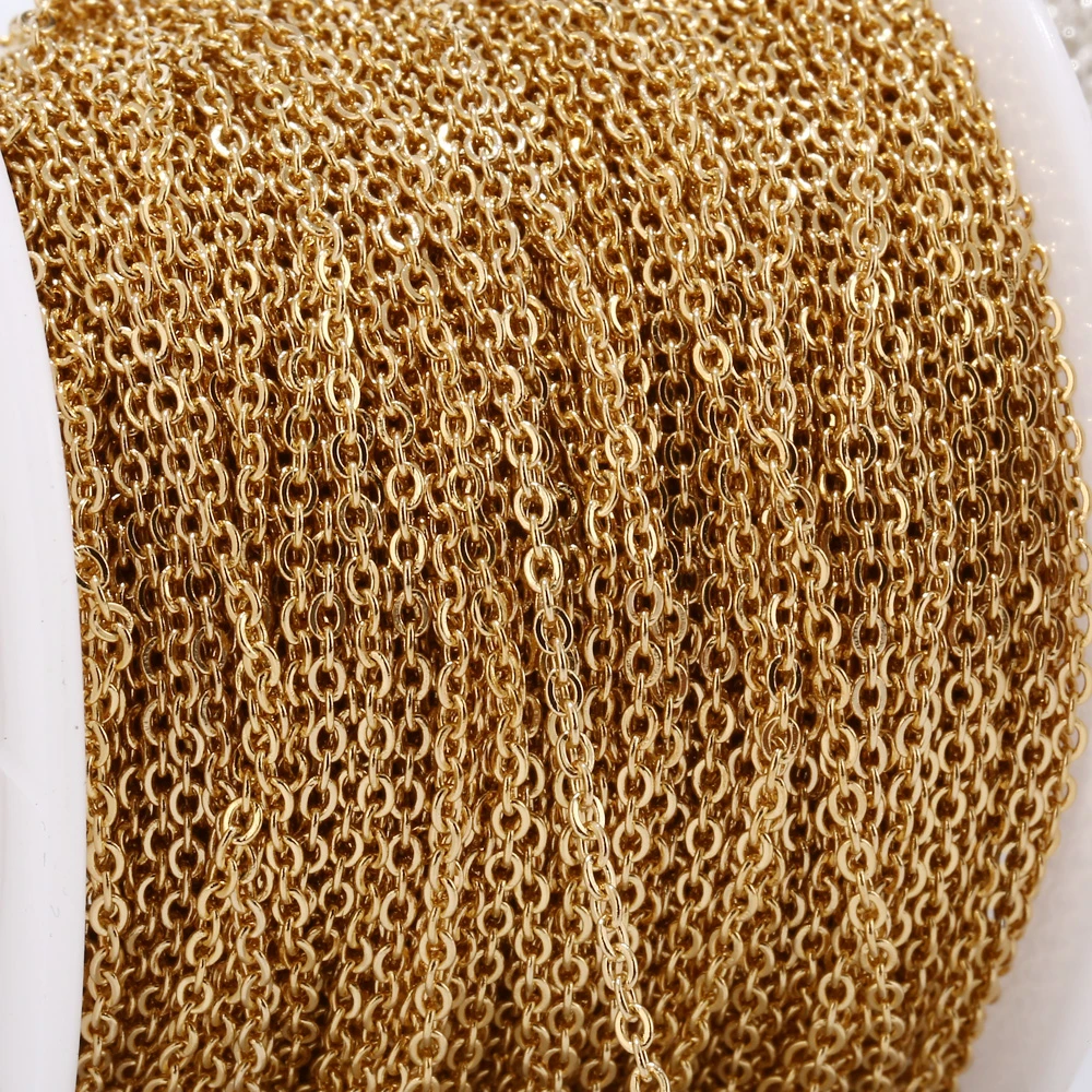 10 Meters Gold  Stainless Steel Link Chain for Bracelets Metal Necklaces 1.5mm Rolo Cable Chains Bulk Diy Jewelry Making