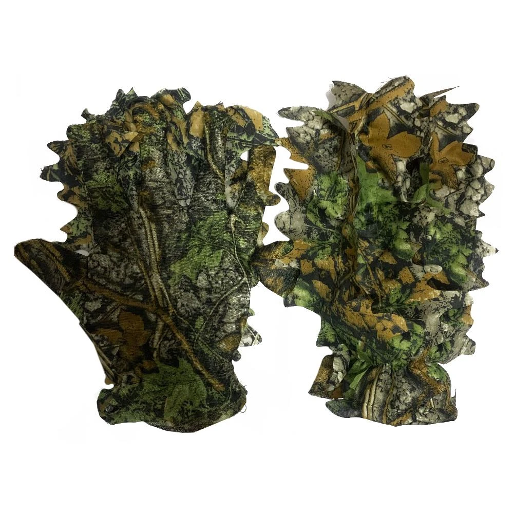 Sneaky 3D Camo Gloves Comfortable Non-slip Durable 3D Leaf Gloves for Paintball Good Concealment Effect Hunting Bird Watching