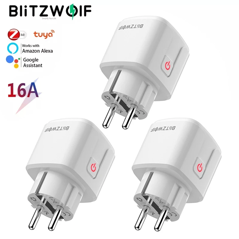 BlitzWolf BW-SHP15 Zigbee 3.0 16A Smart Plug Socket 3680W EU Power Outlet APP Remote Timer Energy Monitor work with Alexa