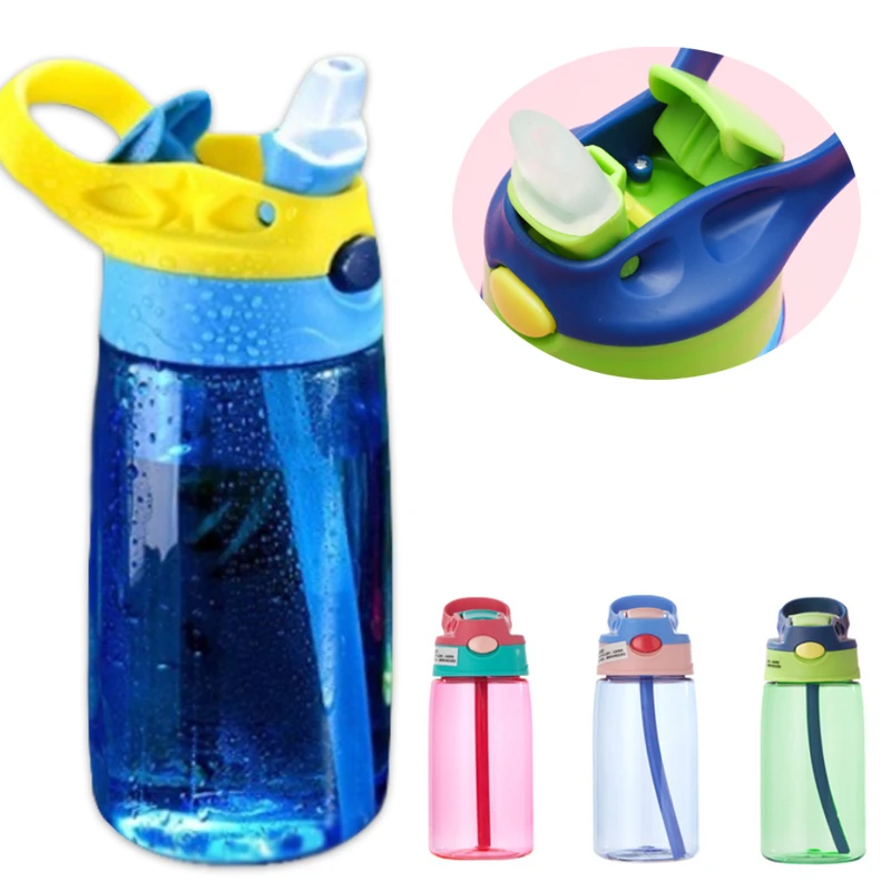 480ML Kids Water Cup Creative Safe Baby Feeding Cups with Straws Leakproof Water Bottles Outdoor Portable Children's Cups