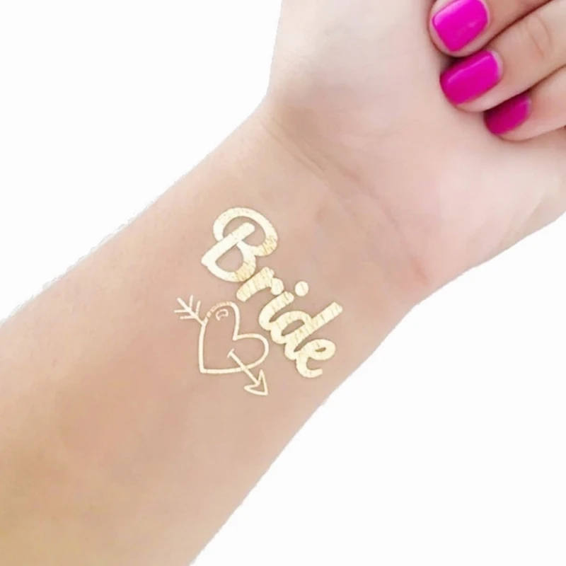 Team Bride Bachelorette Party Bridesmaid Tribe Team Temporary tattoo decoration Sticker Hen Night Golden Bride To Be wedding