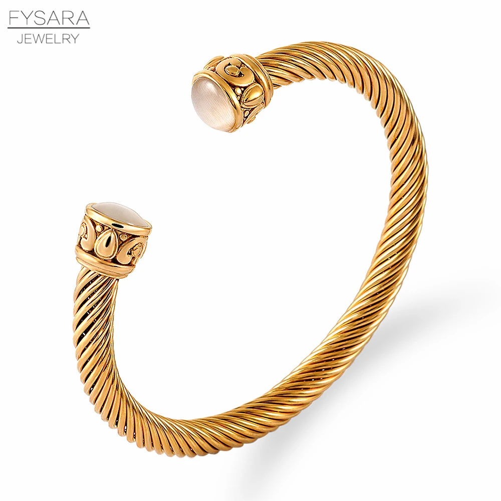 FYSARA Twisted Cable Wire Bangle Cuff Bracelets Classic Brand Jewelry for Women Men Wire Black Stackable Bracelets Designer Gift