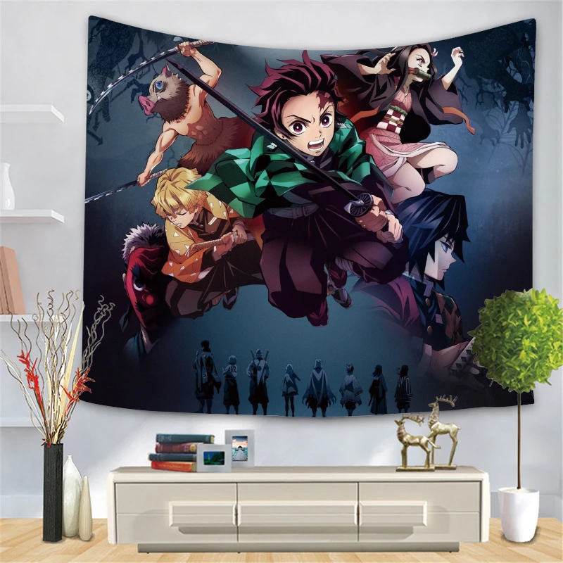 Anime tapestry Cartoon Ghost Slayer Tapestry Digital Printed Wall Cloth Large Size Tapestry for Home Decoration