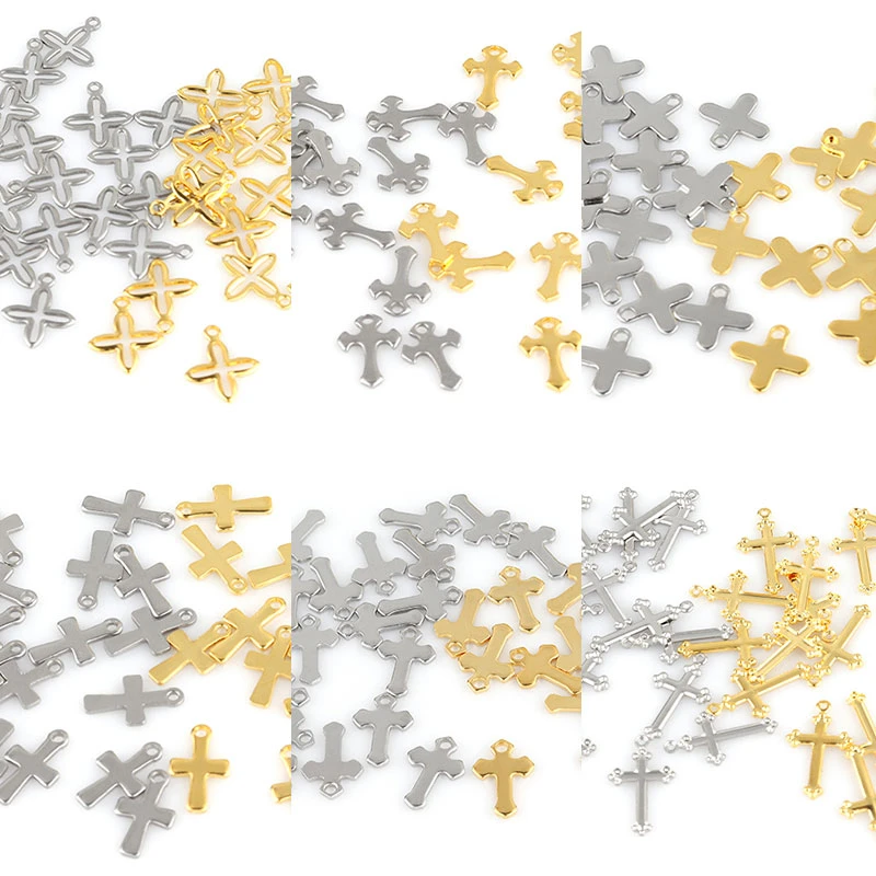 20pcs/lot 6 Style stainless charms cross pendants for jewelry Making Christian cross charms designer DIY Connector Accessories