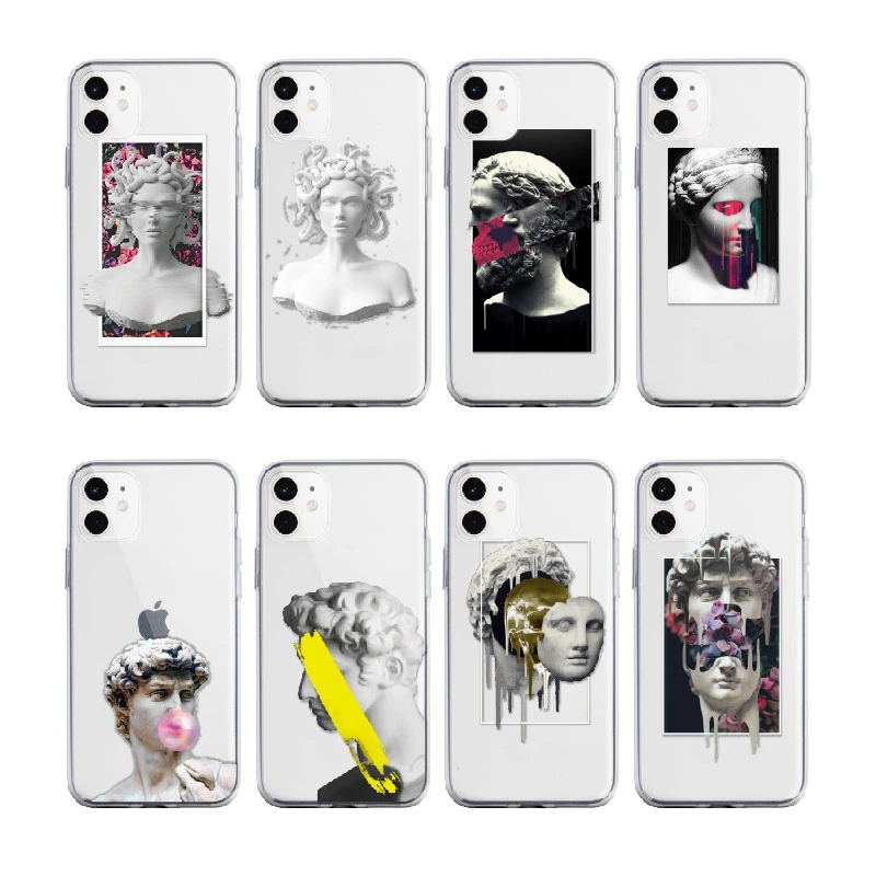 David Michelangelo Medusa Roman Statue For iPhone13 11 Pro 7Plus 7 12 8 8Plus X XS Max XR Soft Clear TPU Phone Case Cover Fundas