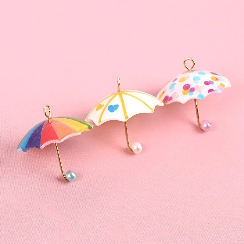 6Pcs 3D Umbrella Resin Charms Pendants for DIY Fashion Earrings Jewelry Making