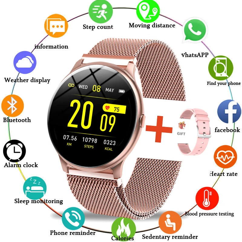 LIGE 2020 New Steel band Color Screen Smart Watch Women Men Waterproof Sport Fitness watch Heart rate and blood pressure tracker