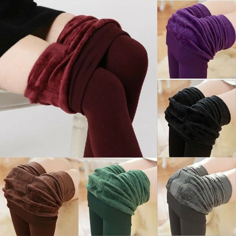 Women Winter Thick Warm Pants Fleece Lined Thermal Stretchy Slim Skinny Leggings