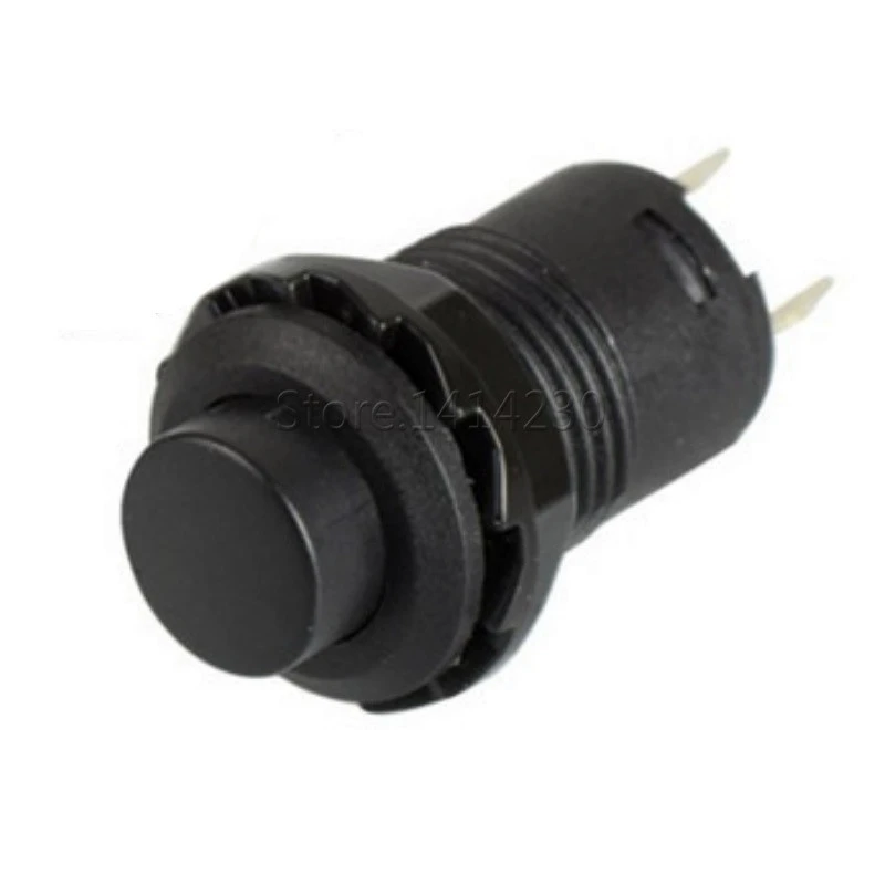 10Pcs DS-425A 12mm Black Reset Button Switch 3A 125VAC 1.5A 250VAC Self Return Momentary No Lock Push Button Switch Switch