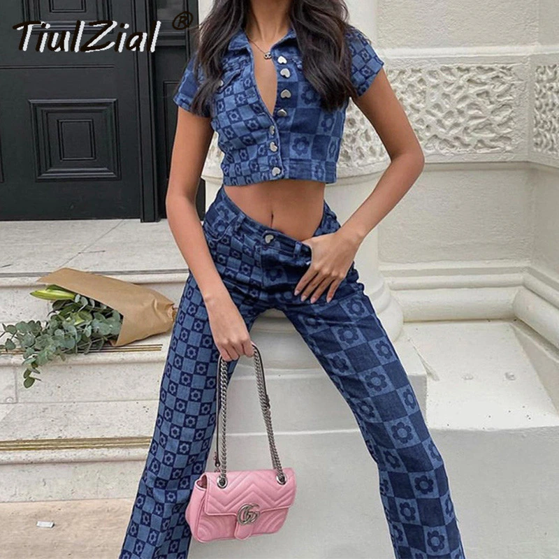 TiulZial Y2K E Girl Print Floral High Waist Flare Pants Women Summer Long Trousers Summer Sweatpants Capris Pant Bottom 2021