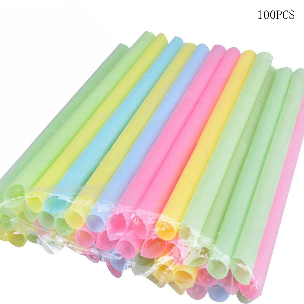 100Pcs Multicolor Disposable Pear Drinking Straws Shop Juice Sucker Sturdy Straight Drinks Straws Drink Accessories paille