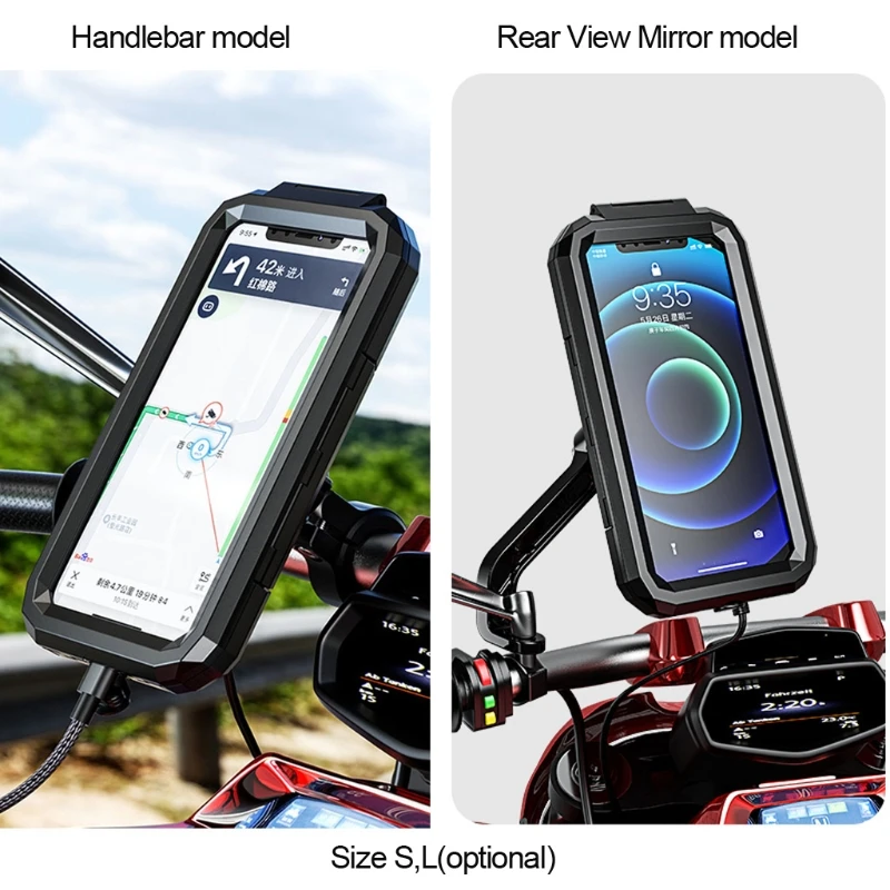 2021 New Waterproof Case Bike Motorcycle Handlebar Rear View Mirror 3 to 6.8