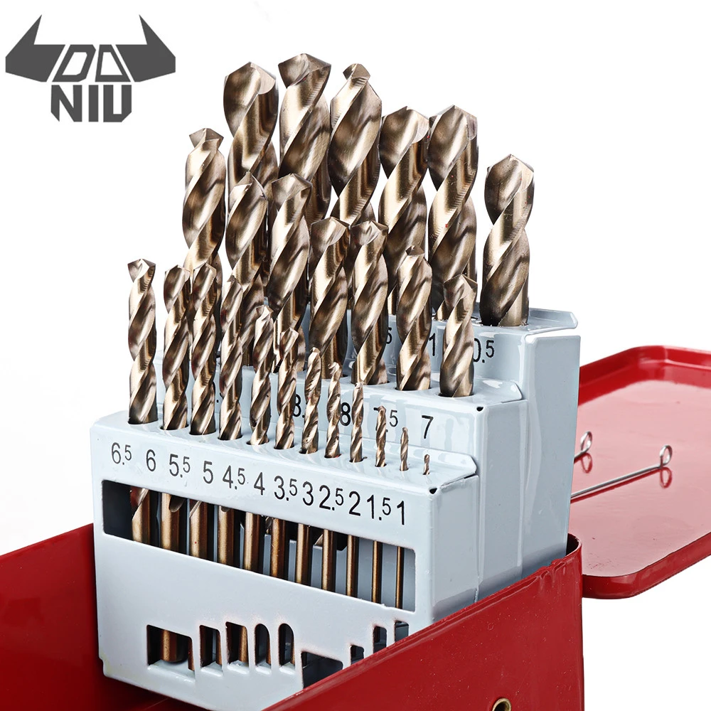 13/19/25pcs 1-10mm Titanium Coated Drill Bit HSS Twist Drill Bit Set with Metal Case for Stainless Steel Wood Metal Drilling