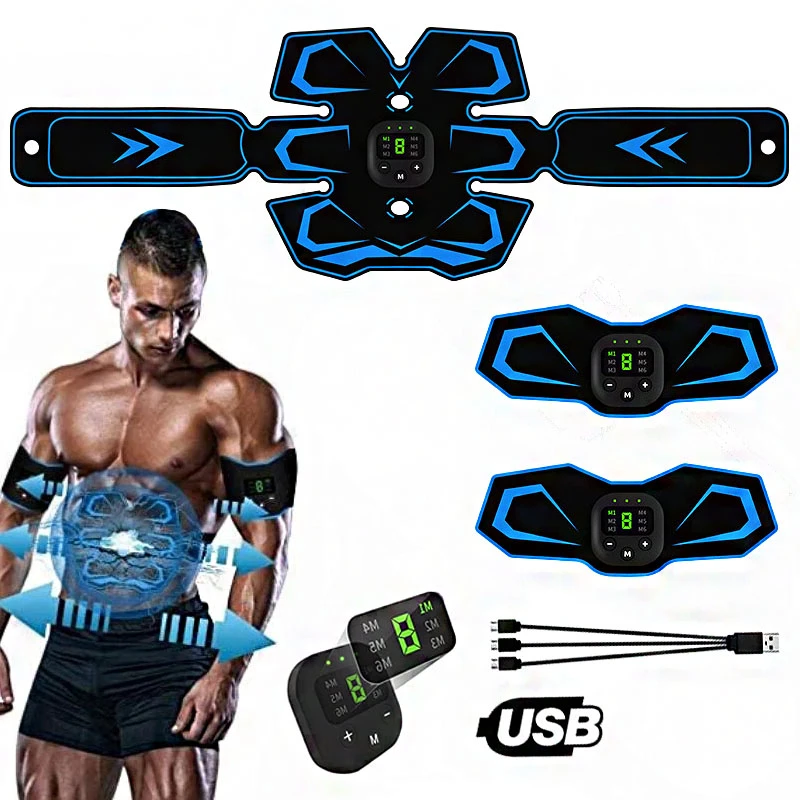 Electric Abdominal Muscle Stimulator EMS Trainer Belt Rechargeable Body Massage Muscle Training Stimulator Gear Fitness Massager