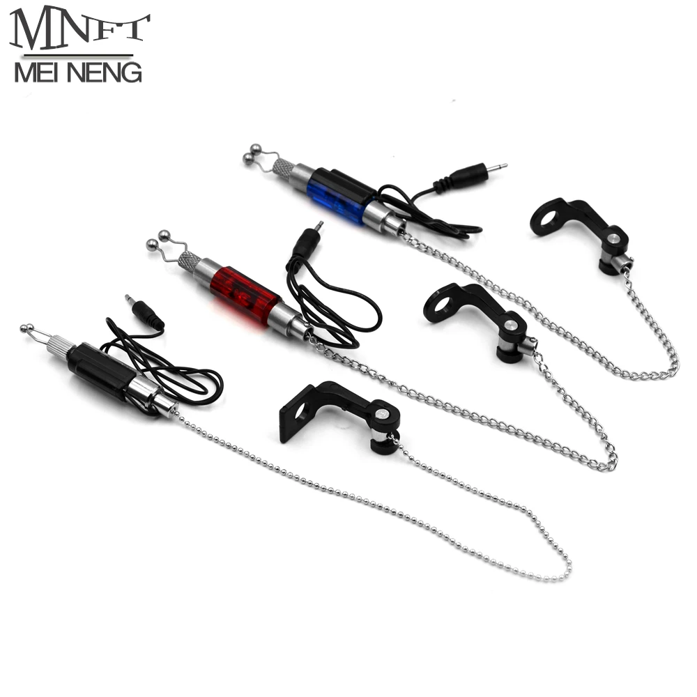 MNFT 1Pcs Fishing Bite Alarm Chain Hanger Indicator Carp Bite Bell LED Light Rod Tip Fishing Indicator Standard 2.5mm Plug Alarm