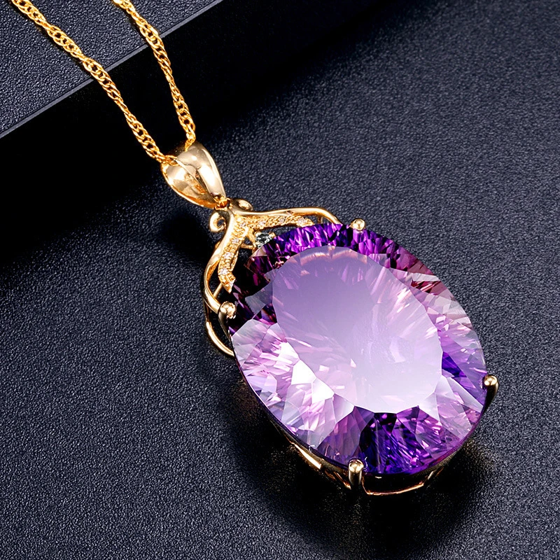 Exquisite luxury purple zircon pendant necklace girl party accessories birthday gift female fashion popular jewelry