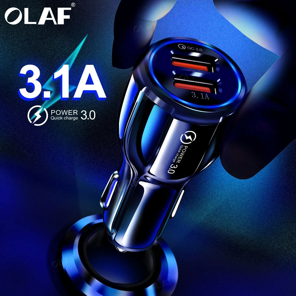 Olaf Car USB Charger Quick Charge 3.0 2.0 Mobile Phone Charger 2 Port USB Fast Car Charger for iPhone Samsung Tablet Car-Charger