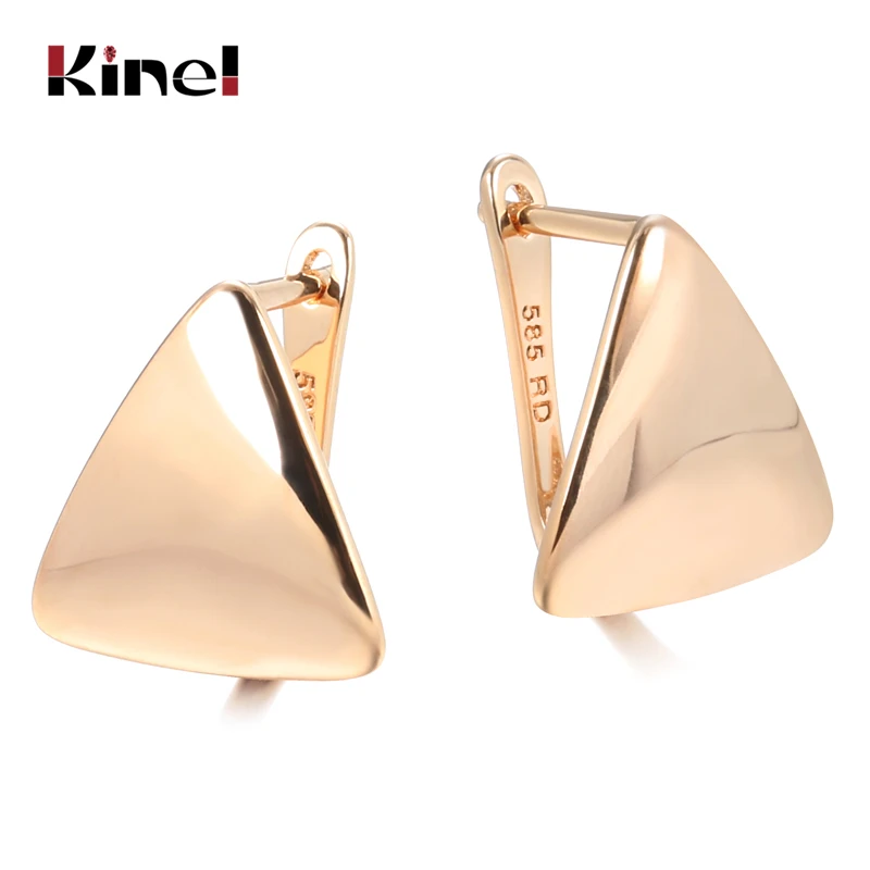 Kinel Hot Fashion Glossy Dangle Earrings 585 Rose Gold Simple Triangle Earrings For Women High Quality Daily Fine Jewelry