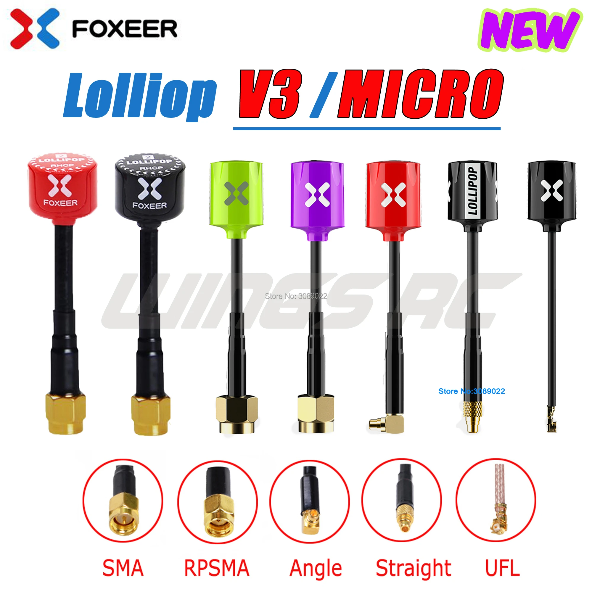 Upgraded Version Foxeer Antenna MICRO Lollipop V4 / V3 FPV Antenna 5.8G 2.3Dbi Omni RHCP SMA RPSMA UFL MMCX For FPV Racing Drone