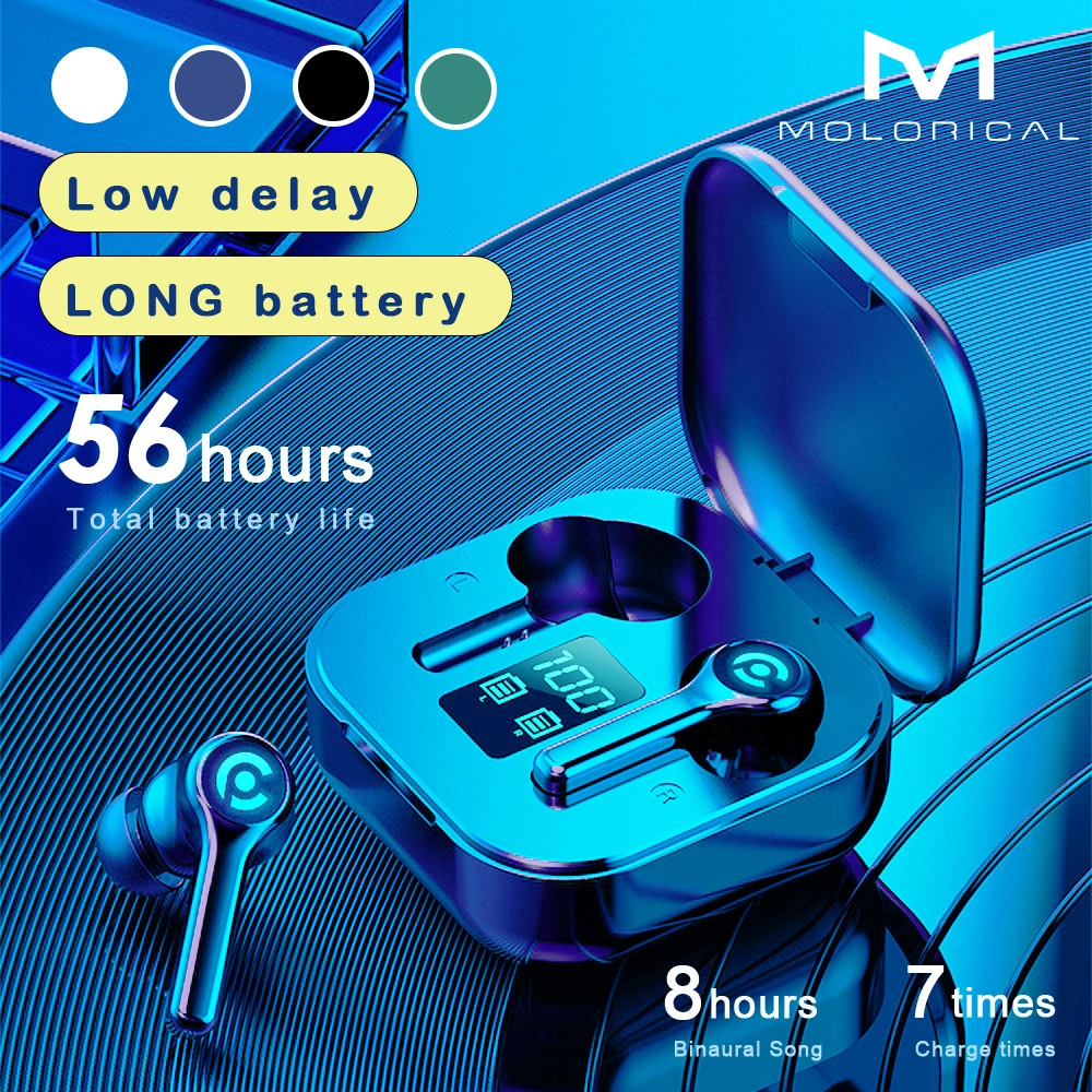 56 HOURS LONG Battery Wireless Bluetooth V5.1 Earphone Colorful Wireless Headphone HIFI Stereo Earbuds Call Earphone with Mic